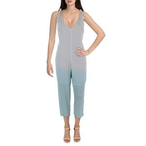 Natural Impressions Womens Rayon Jumpsuit , White-Turquoise , XS
